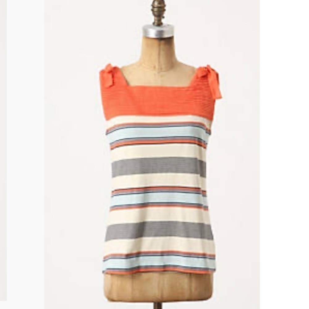 Anthropologie Postcard Tie Shoulder Stripe Tank Top XSmall